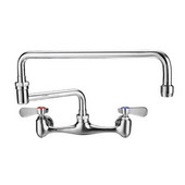  Wall Mount Laundry Faucet with Double Jointed Retractable Swing Spout, Polished Chrome, 18'' Spout Height