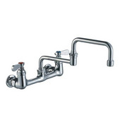 , Heavy Duty Wall Mount Utility Faucet With Double Jointed Retractable Swing Spout and Lever Handles
