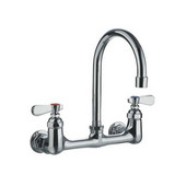 , Heavy Duty Wall Mount Utility Faucet With A Gooseneck Swivel Spout and Lever Handles
