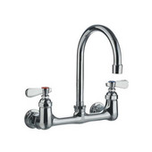 , Heavy Duty Wall Mount Utility Faucet With Gooseneck Lever Handles and Swivel Spout