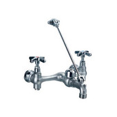 , Heavy Duty Wall Mount Service Sink Faucet With Support Bracket and Cross Handles, 8''W x 9 3/8''D x 11''H