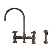  Vintage III Plus Bridge Faucet with Cross Handles, Long Gooseneck Swivel Spout, and Side Spray, Oil Rubbed Bronze, Faucet Height: 14-3/4'' H
