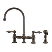  Vintage III Plus Bridge Faucet with Lever Handles, Long Gooseneck Swivel Spout, and Side Spray, Oil Rubbed Bronze, Faucet Height: 14-3/4'' H