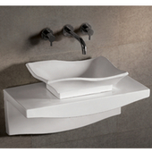  Isabella Rectangular Above-Mount Bath Sink with Wall-Mount Countertop, White Finish