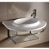  Isabella Round Bowl Bath Sink with Wall-Mount Basin, White Finish