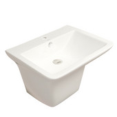  Isabella Collection Wall Mount Bathroom Basin with Integrated Rectangular Bowl, White Finish