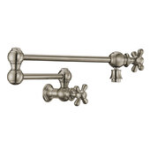  Vintage III Plus Wall Mounted Retractable Spout Pot Filler with Cross Handles in Brushed Nickel, Spout Reach: 21-1/2'' D