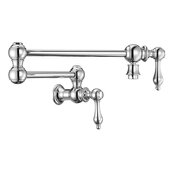  Vintage III Plus Wall Mounted Retractable Spout Pot Filler with Lever Handles in Polished Chrome, Spout Reach: 21-1/2'' D