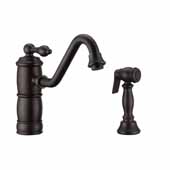  Vintage III Plus single lever faucet with traditional swivel spout and solid brass side spray In Oil Rubbed Bronze, Spout Height: 6-1/8'', Spout Reach: 9-1/2''