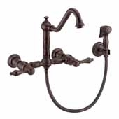  Vintage III Plus Wall Mount Faucet with a Long Traditional Swivel Spout, Lever Handles and Solid Brass Side Spray In Oil Rubbed Bronze, Spout Height: 7-3/4'' H