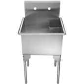  Pearlhaus Brushed Stainless Steel Small Square, Single Bowl Freestanding Laundry Utility Sink, 23-1/8''W x 23-1/8''D x 34-5/8''H