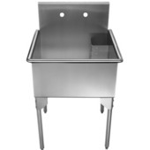  Pearlhaus Brushed Stainless Steel Square, Single Bowl Freestanding Laundry Utility Sink, 27-1/8''W x 27-1/8''D x 34-5/8''H