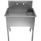  Pearlhaus Brushed Stainless Steel  Single Bowl Freestanding Laundry Utility Sink, 33-1/8''W x 27-1/8''D x 34-5/8''H