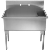  Pearlhaus Brushed Stainless Steel  Large, Single Bowl Freestanding Laundry Utility Sink, 39-1/8''W x 21-1/8''D x 34-5/8''H