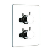  Luxe Thermostatic Valve with Square Plate and Two Knobs in Polished Chrome 