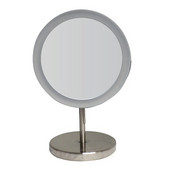  Round Freestanding Led 5X Magnified Mirror, Brushed Nickel