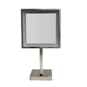  Square Freestanding Led 5X Magnified Mirror, Brushed Nickel