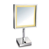  Square Freestanding Led 5X Magnified Mirror, Polished Chrome