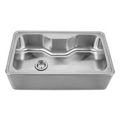  Single Bowl Drop-In Sink with Front-Apron, 33 1/2''W x 19 3/4''D x 9'' H, Brushed Stainless Steel, No Hole