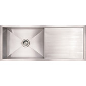 Noah Collection Commercial Single Bowl Reversible Undermount Sink with Drainboard, 39 1/2''W x 18 3/4''D x 7 1/2'' H, Brushed Stainless Steel