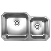 Double Bowl Undermount Sink, 33 5/8''W x 20'' D, Brushed Stainless Steel