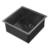  Noah Plus Collection 17-3/4''W 16 Gauge Single Bowl Textured Dual-Mount Kitchen Sink Set With Strainer and Sink Grid, Matte Black Finish