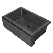  Noah Plus Collection 30''W 16 Gauge Single Bowl Undermount Kitchen Sink Set With Seamless Customized Front Apron, Matte Black Finish