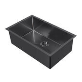  Noah Plus Linen Textured Dual-Mount 16 Gauge Stainless Steel Single Bowl Kitchen Sink Set, Matte Black, 33'' W x 18'' D x 10'' H