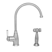  Queenhaus Collection Single Lever Faucet with Long Gooseneck Spout, Handles and Side Spray in Polished Chrome, 9'' W x 2-1/4'' D x 10'' H