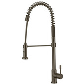  Waterhaus Solid Stainless Steel Commerical Single-Hole Kitchen Faucet with Flexible Pull Down Spray Head, Swivel Spout Support Bar and Lever Handle in Brushed Stainless Steel