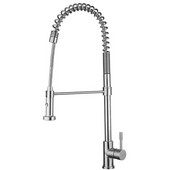  Waterhaus Solid Stainless Steel Commerical Single-Hole Kitchen Faucet with Flexible Pull Down Spray Head, Swivel Spout Support Bar and Lever Handle in Polished Stainless Steel