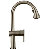  Waterhaus lead free, solid stainless steel single-hole faucet with gooseneck swivel spout and pull down spray head, Brushed Stainless Steel Finish, 5-1/4''W x 14-3/8''D x 15-1/16''H