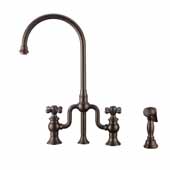 Twisthaus Plus Bridge Faucet with Long Traditional Swivel Spout, Lever Handles and Solid Brass Side Spray In Oil Rubbed Bronze, 14-7/8''W x 9-1/2''D x 15-1/8''H