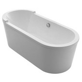  Bathhaus Collection Oval Double Ended Single Sided Bathtub w/ Chrome Pop-Up Waste & Center Drain in White, 70-7/8'' W x 31-1/2'' D x 24-1/2'' H