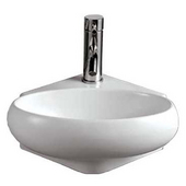  Isabella Oval Wall Mount Basin with Center Drain, White, 14-1/8''W x 13-3/4''D x 5-7/8''H