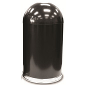  Open Top Dome Waste Receptacle, Galvanized Liner, Black, 20 gal., 18'' Dia. x 34''H