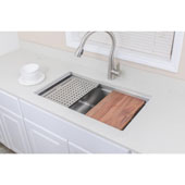  32'' Undermount Single Bowl Stainless Steel Kitchen Sink Set with Colanders, Grid Racks and Cutting Board, 32'' W x 19'' D x 10'' H