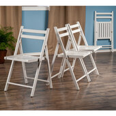  Robin 4-Piece Folding Chair Set with Slatted Seats, White, 17-5/8'' W x 19-1/8'' D x 32-1/4'' H