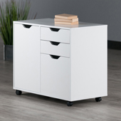  Mobile 2-Section Filing Cabinet, 3 Drawers with Side Cabinet, in White, 30-11/16'' W x 16'' D x 26-5/16'' H