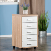  Kenner 5-Drawer Cabinet, Reclaimed Wood and White, 15-3/4'' W x 17-3/4'' D x 29-1/4'' H