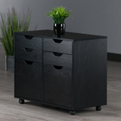  Mobile 2-Section Cabinet, 4 Drawers with 2 Lower Cabinets, in Black, 32-1/8'' W x 16'' D x 26-5/16'' H