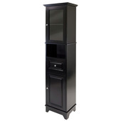  WS-20871, Alps Tall Cabinet with Glass Door And Drawer, Black, 18.11'' W x 12.99'' D x 70.87'' H
