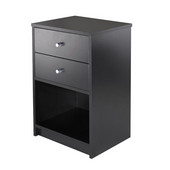  Ava Accent Table with 2 Drawers in Black Finish in Black, 15-3/4''W x 12-11/16''D x 23-3/4''H
