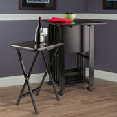  Sophia 5-Piece Snack Table Set with Mobile Stand and Drop Leaf Top, Coffee, Table: 19'' W x 14-5/8'' D x 25-7/8'' H