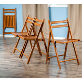  Robin 4-Piece Folding Chair Set with Slatted Seats, Teak, 17-5/8'' W x 19-1/8'' D x 32-1/4'' H