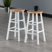  Huxton 2-Piece Counter Stool Set, Natural and White, 12-3/4'' W x 12-3/4'' D x 24-3/8'' H