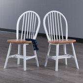  Windsor 2-Piece Chair Set with Contoured Seats and Double Cross-Bar Leg Support, Natural and White, 17-7/8'' W x 17-1/8'' D x 36-3/4'' H