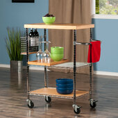  Madera Utility Mobile Kitchen Cart, Bamboo and Chrome, 26-3/4'' W x 17-5/8'' D x 38-5/8'' H