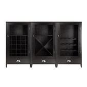  Bordeaux 3-Pc Wine Cabinet Modular Set with Tempered Glass Doors in Espresso, 22-5/8''W x 15-3/4''D x 40''H
