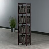  Leo 5-Piece Storage Shelf with 4 Foldable Woven Baskets, Espresso and Chocolate, 13-3/8'' W x 11-1/4'' D x 54-13/16'' H